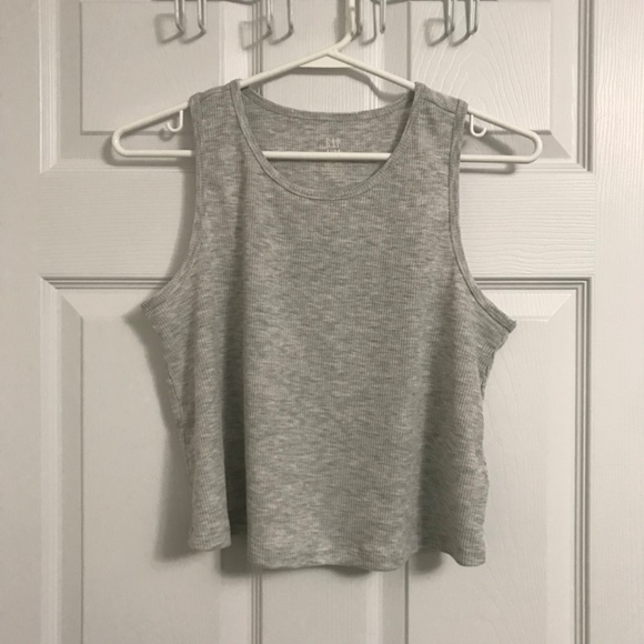 NWOT GAP Kids Muscle Tee Tank Top Girls 14 Plus Heather Grey Scoop Neck - Picture 2 of 2